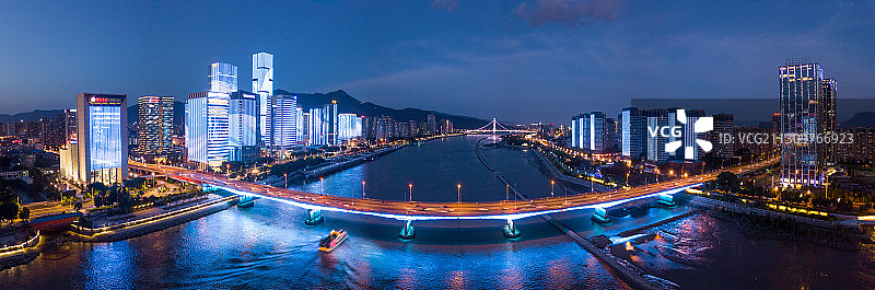 福建福州江滨城市鳌峰洲金融街天际线风光航拍图片素材