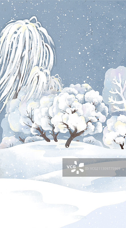 下雪的冬天节气插画图片素材