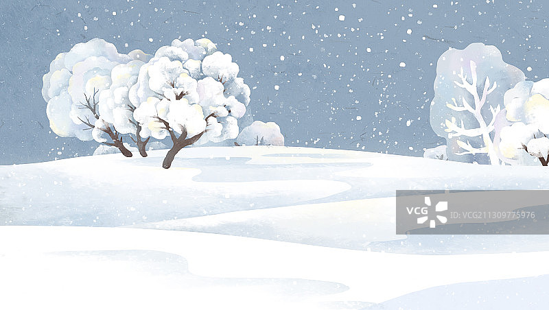下雪的冬天节气插画图片素材