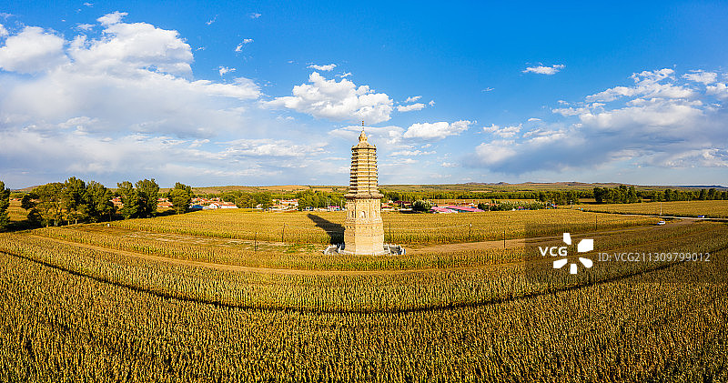 内蒙古赤峰市敖汉旗契丹降圣州白塔，已经历了千年沧桑图片素材