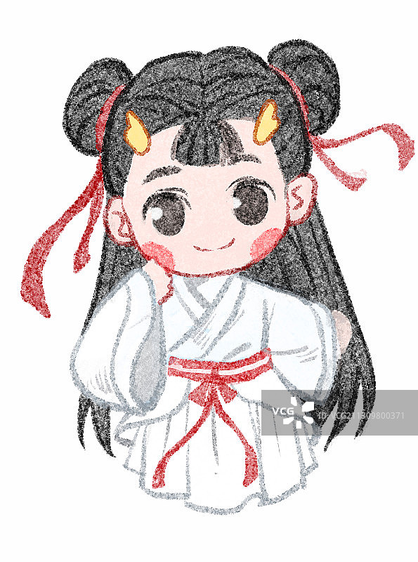 古代小丫头小龙女小丫鬟Q版卡通吉祥物图片素材