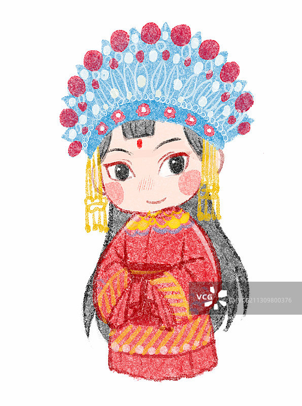 古代古装新娘戏剧京剧Q版可爱吉祥物图片素材