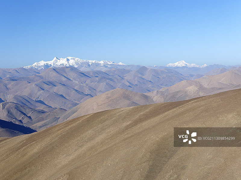 希夏邦马峰（左）与岗彭庆峰图片素材