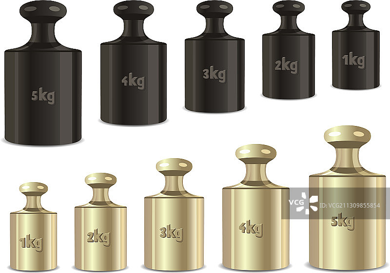 白色背景上的校准砝码图片素材