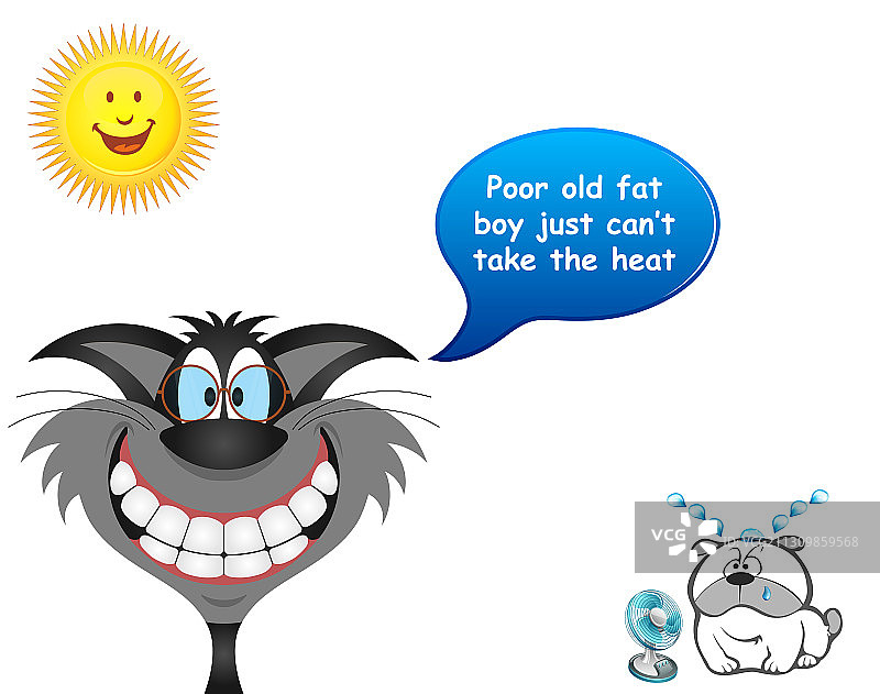 可爱的猫和流汗的狗图片素材