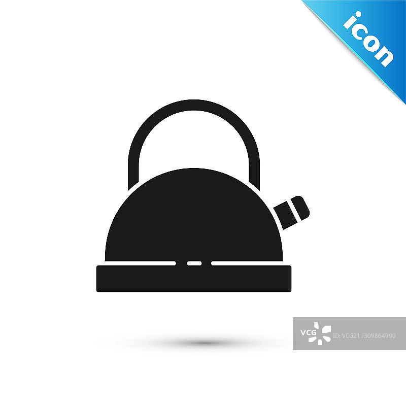 白色背景上的灰色手柄水壶图标图片素材