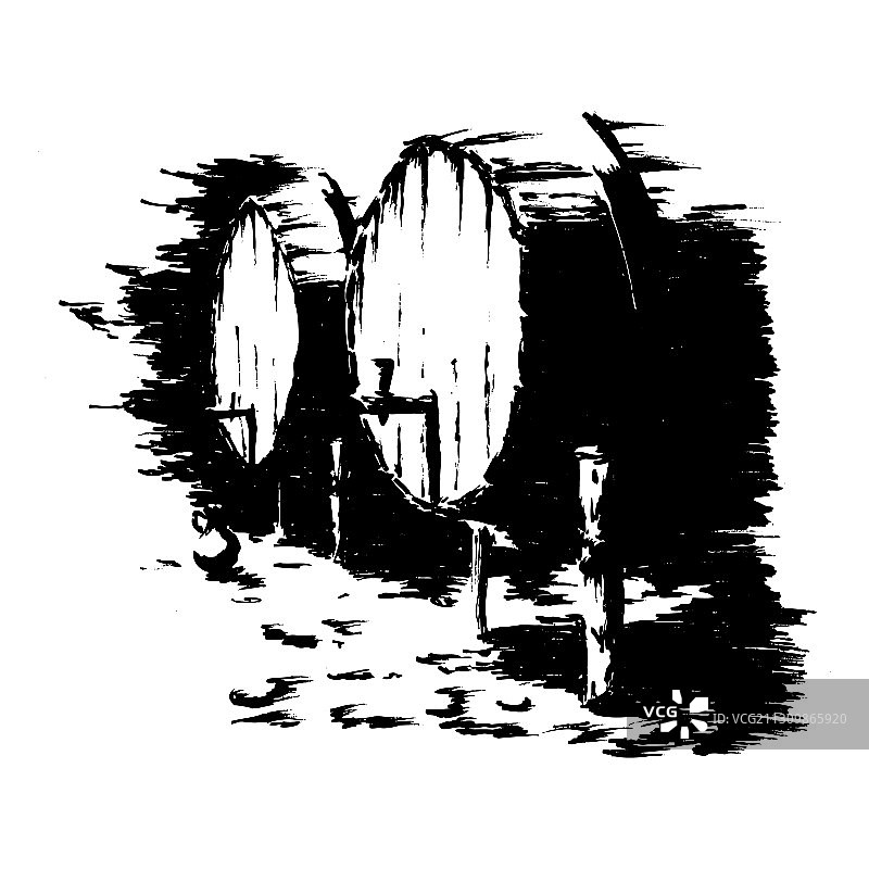 黑白葡萄酒桶图片素材