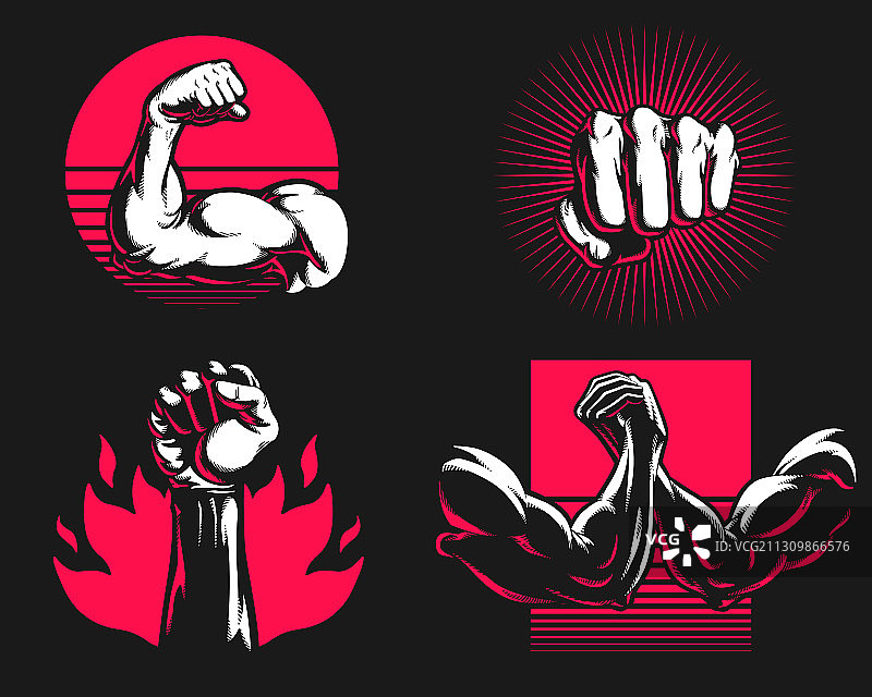 健身房健美手臂手部剪影图标图片素材