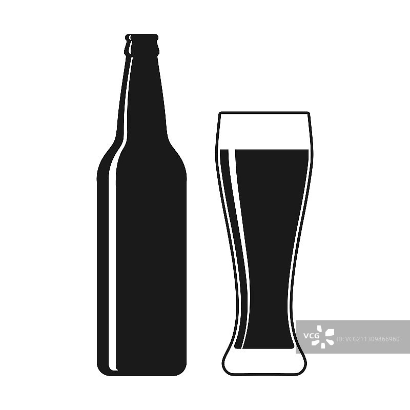 啤酒瓶和玻璃杯图片素材