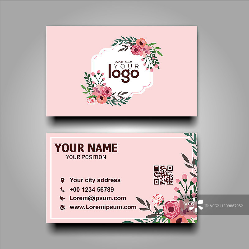 时尚花卉名片模板图片素材