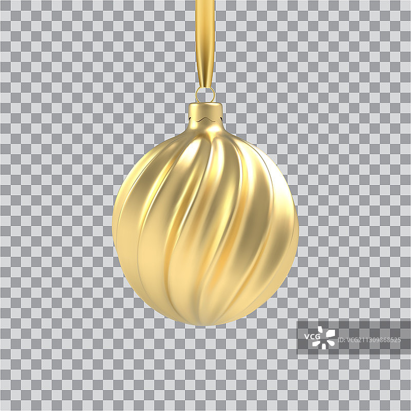 逼真金色圣诞树玩具图片素材