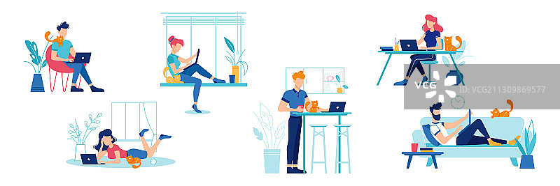 在家办公的自由职业者图片素材