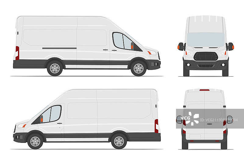 不同角度的白色货车汽车模板图片素材