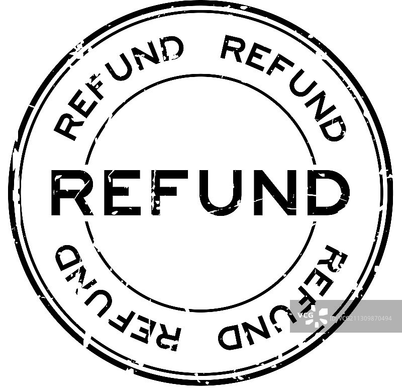 黑色退款词语圆形橡胶印章图片素材