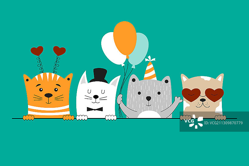 可爱猫咪生日贺卡图片素材