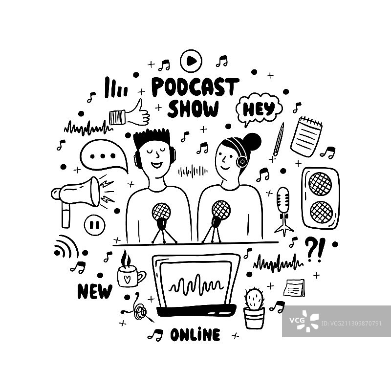 男人和女人制作播客图片素材