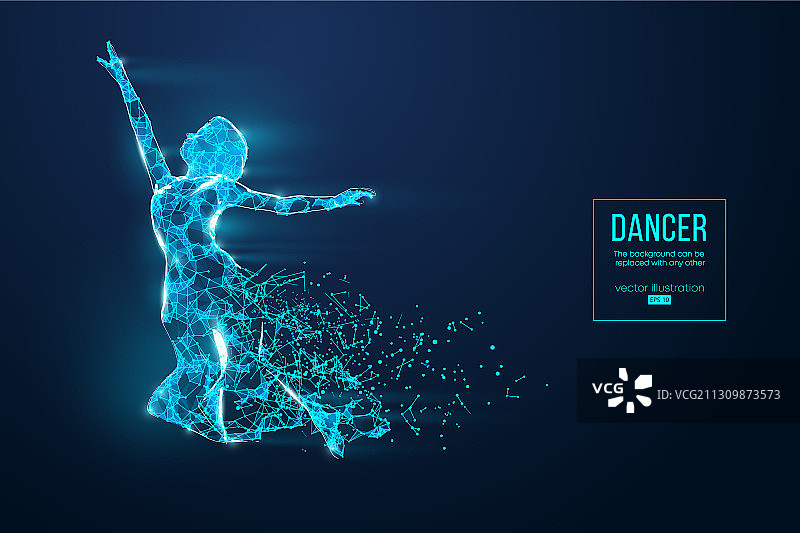抽象线框舞动女人剪影图片素材