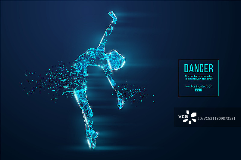 抽象线框舞动女人剪影图片素材