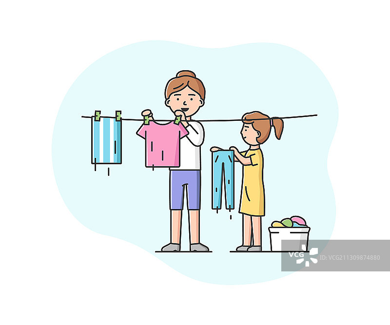 育儿与家庭共同家务概念图片素材