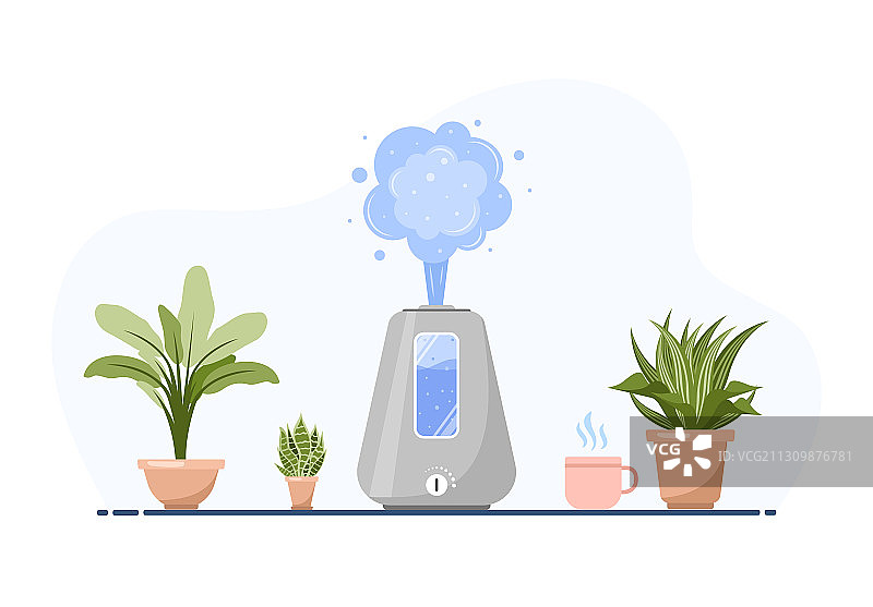 带室内植物的家用加湿器设备图片素材