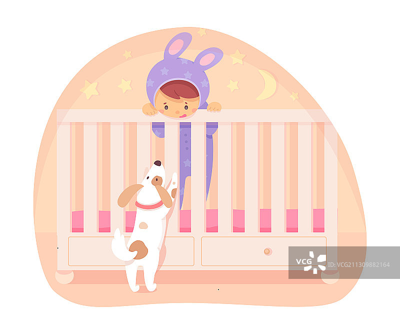 在床上与可爱的小狗玩耍图片素材