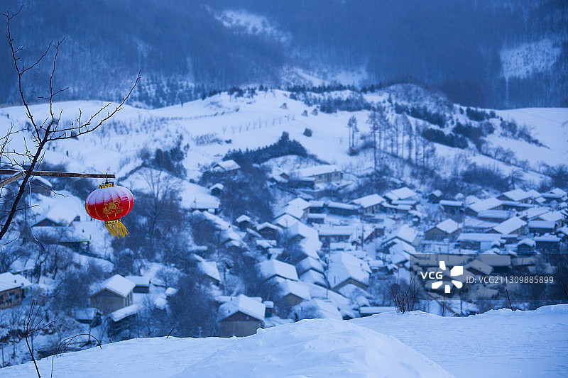 白山市临江市——原始寂静的雪村图片素材