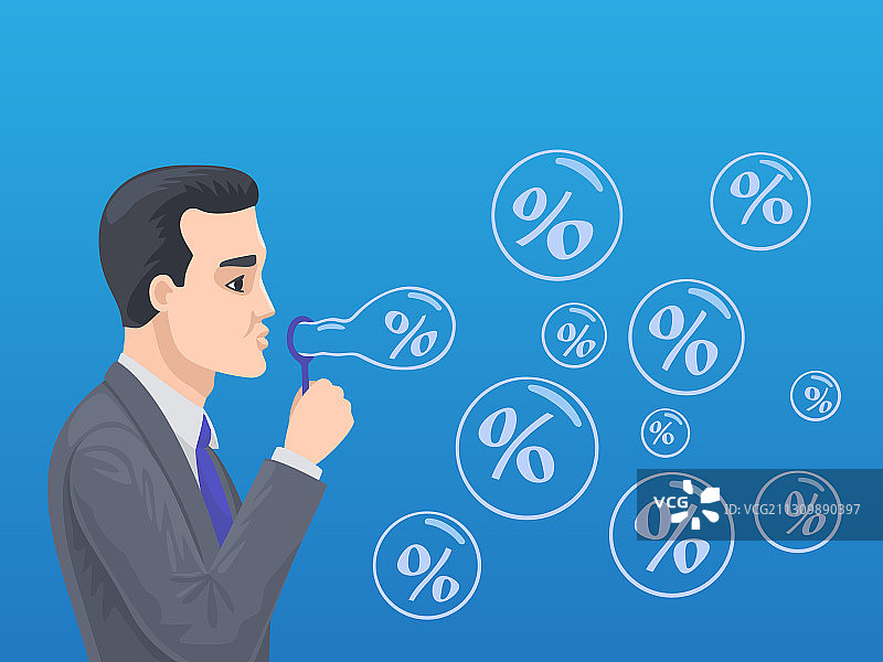 商人在膨胀金融泡沫图片素材