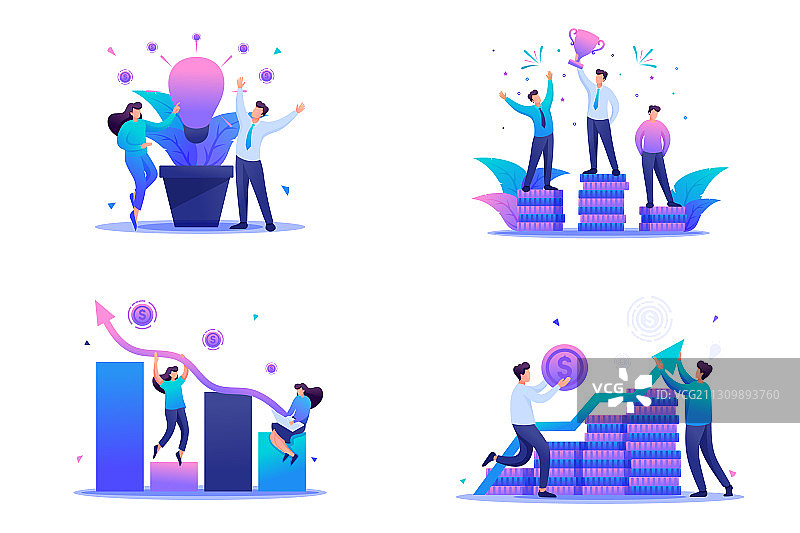 用于网页的2.5D概念增加收入图片素材