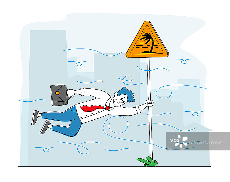 挂在路标上的商务男人图片素材