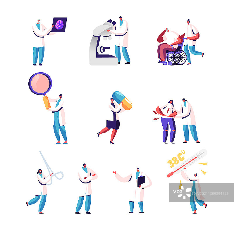 男女医生和病人场景组合图片素材