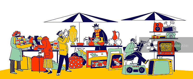 逛跳蚤市场的人物图片素材