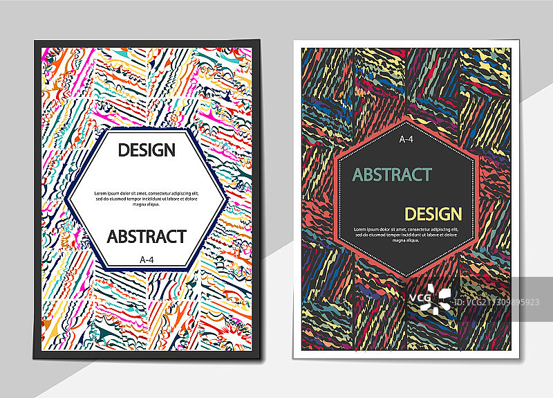 带扁平波浪线图案的封面套装图片素材
