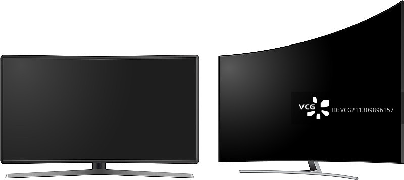 逼真曲面电视显示器图片素材