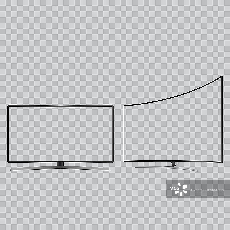 透明逼真曲面电视显示器图片素材