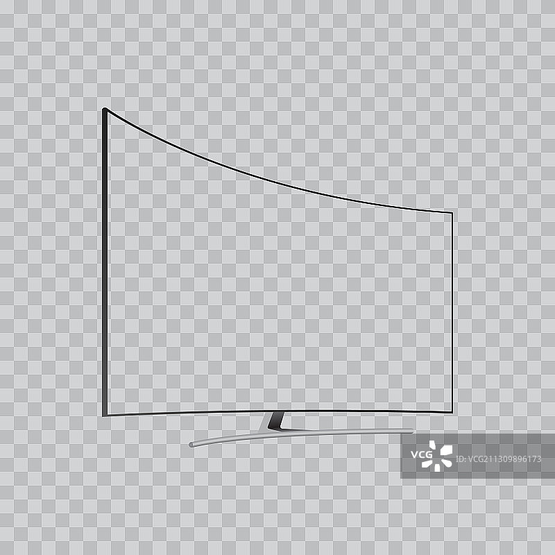 透明逼真曲面电视显示器图片素材