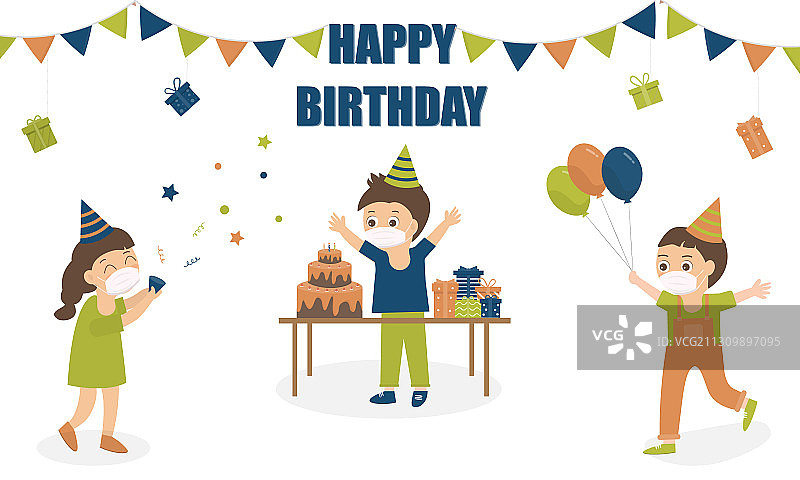 新常态保持距离生日快乐概念图片素材