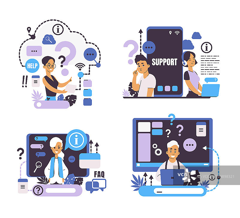 呼叫中心与客户支持问题概念图片素材