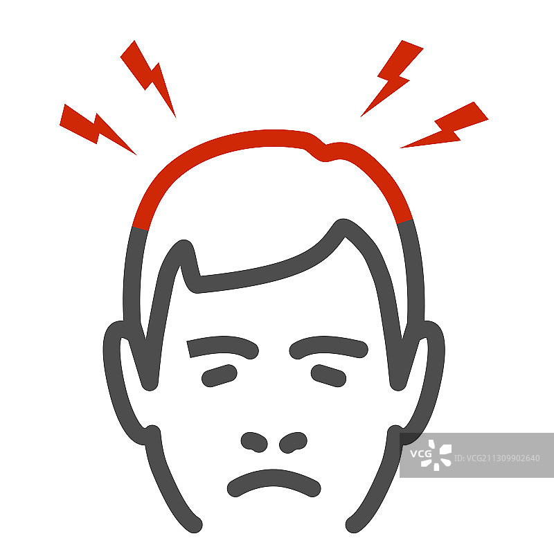 身体疼痛概念头痛线图标图片素材