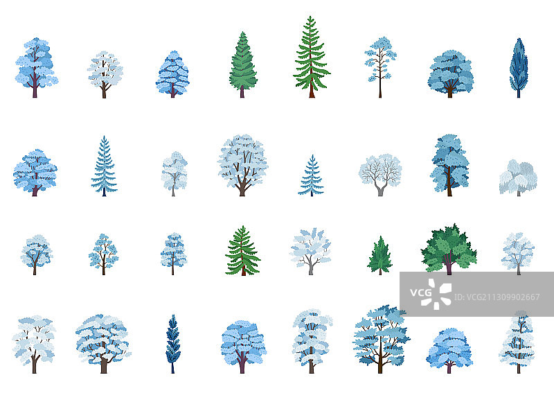 冬季树木白色背景合集图片素材
