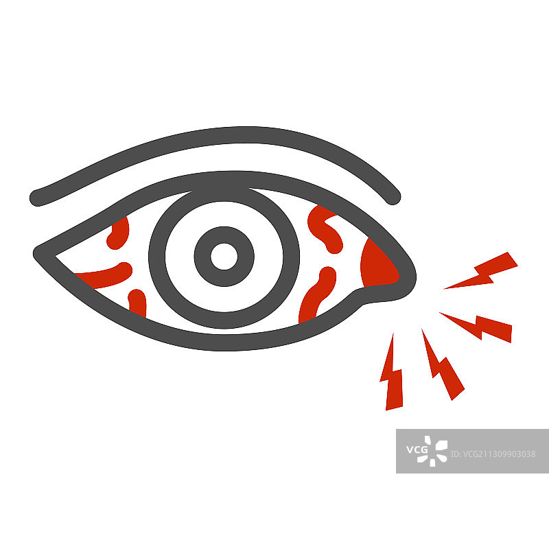 眼睛疼痛和感染线性图标图片素材
