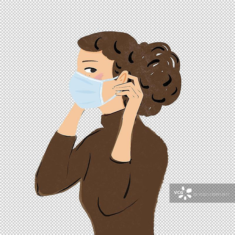 戴口罩的女人侧面图片素材