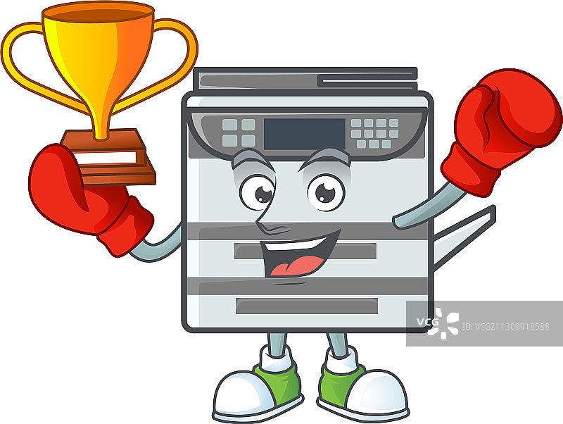 酷炫的拳击获胜者与办公室图片素材