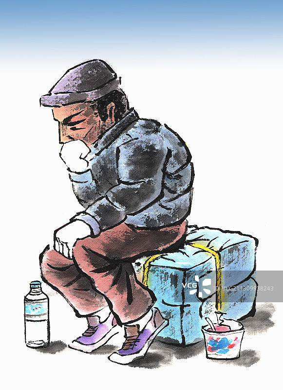 插画：思乡者图片素材