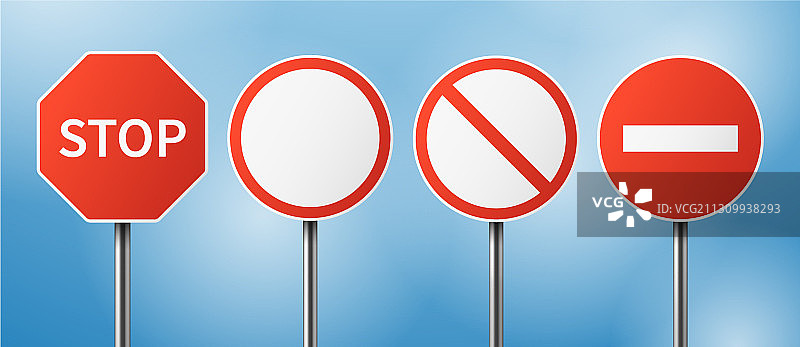 空白街道上的停止路标，注意交通安全图片素材