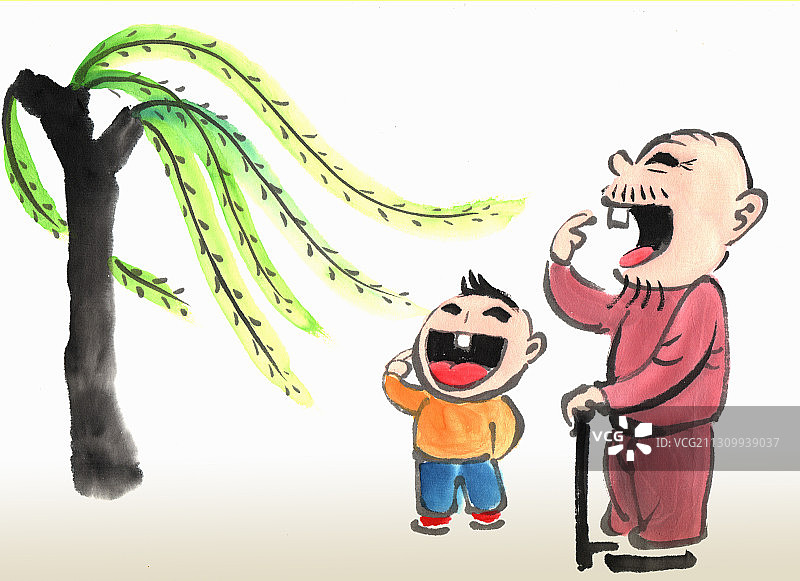 插画：春来发几枝图片素材