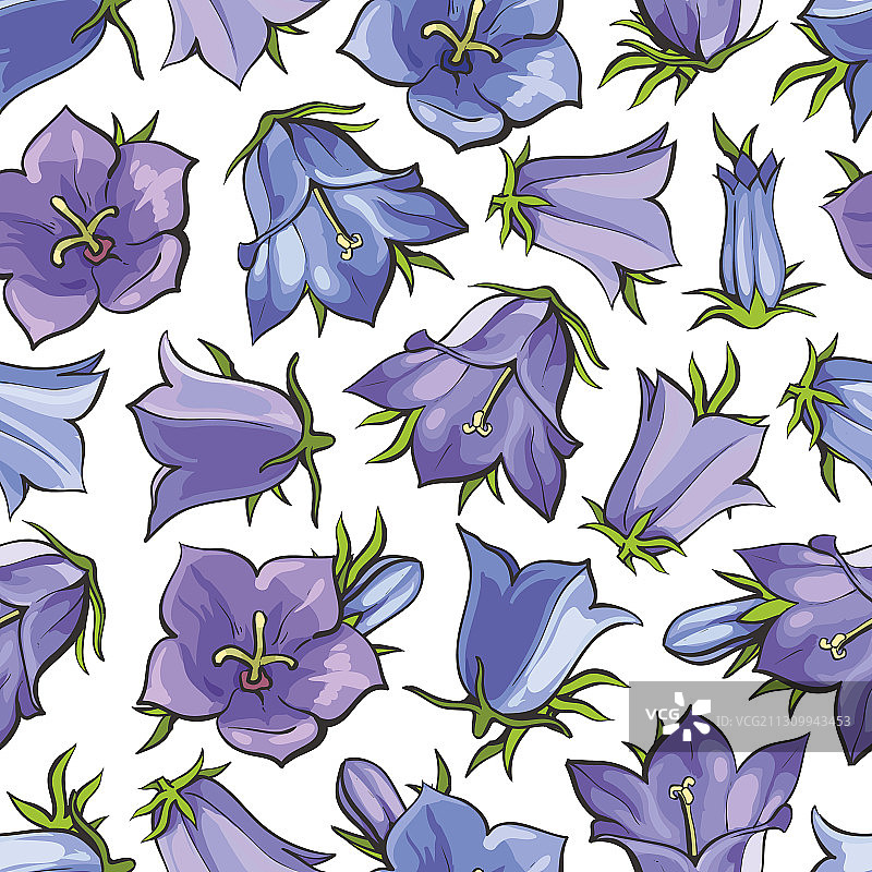 扁平风铃花无缝图案背景图片素材