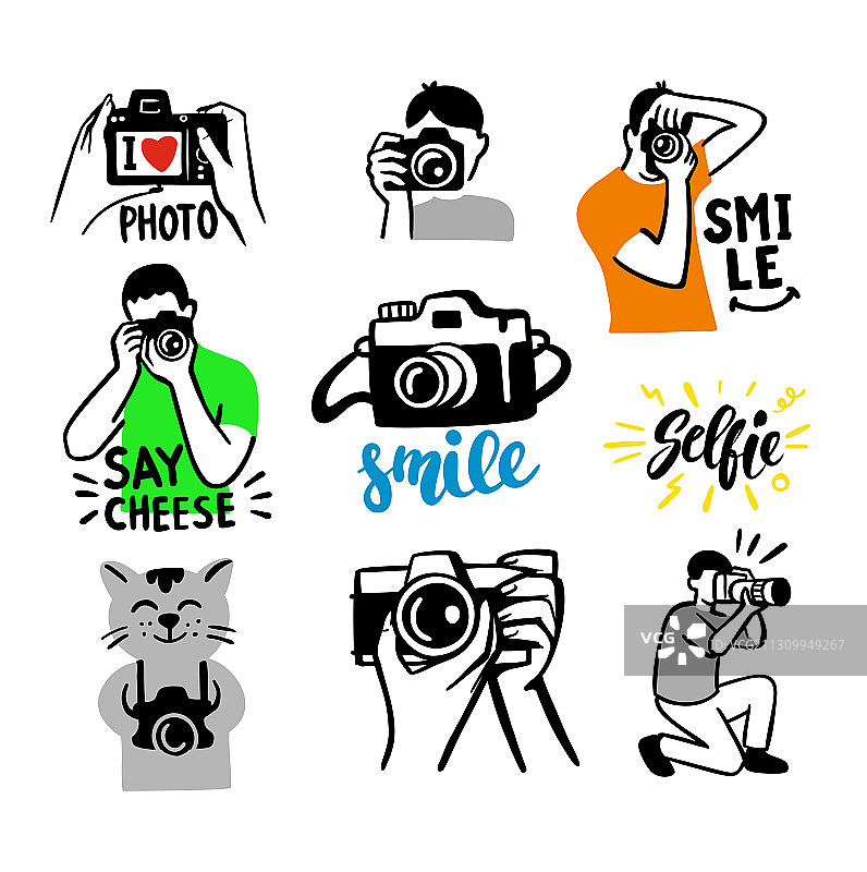 白色背景主题摄影师贴纸图片素材