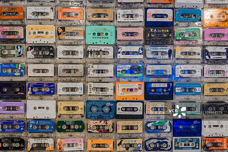 一面磁带墙图片素材