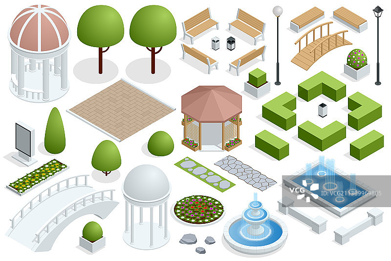 2.5D建筑美丽城市图标集图片素材