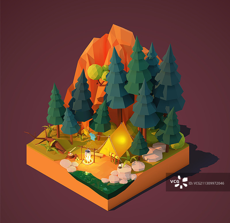 2.5D森林露营图片素材
